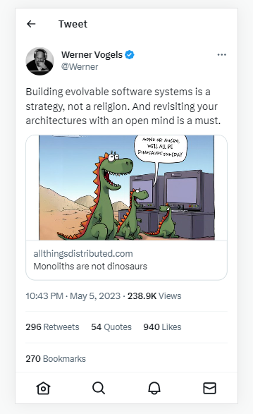 Werner Vogels Amazon Prime Architecture Shifft Tweet